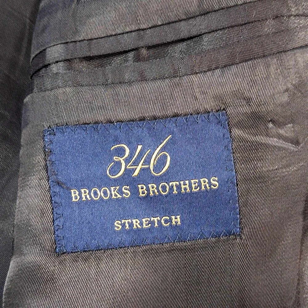 Brooks Brothers 346 Suit Jacket Mens 44 Gray Plaid Wool Double Vent 2 Btn